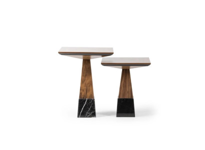 2x Mesita auxiliar de madera Mesa de café Sala de estar Muebles de diseño de lujo Mobiliario